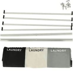 Best Hopfällbar Tvättkorg med 3 Fack – 135 liter