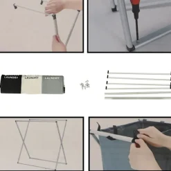 Best Hopfällbar Tvättkorg med 3 Fack – 135 liter