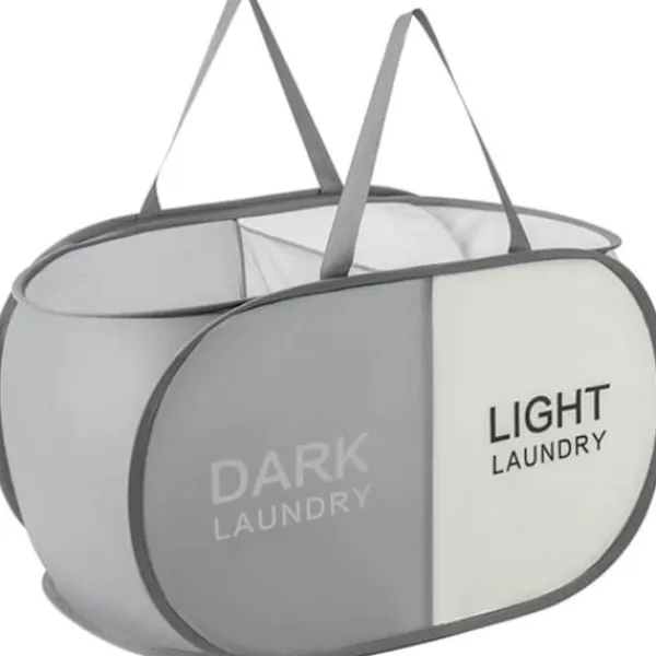 New Hopfällbar tvättkorg med 3 fack, bärbar klädförvaring för smutstvätt, resor och tvättstuga