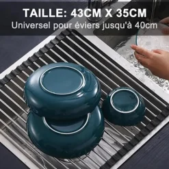 Sale Hopfällbart diskställ i rostfritt stål för diskho 43 x 35 cm Svart Multifunktionell Avtagbar för torkning av frukt, grönsaker och tallrikar