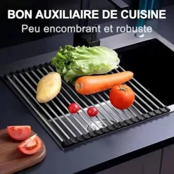 Sale Hopfällbart diskställ i rostfritt stål för diskho 43 x 35 cm Svart Multifunktionell Avtagbar för torkning av frukt, grönsaker och tallrikar