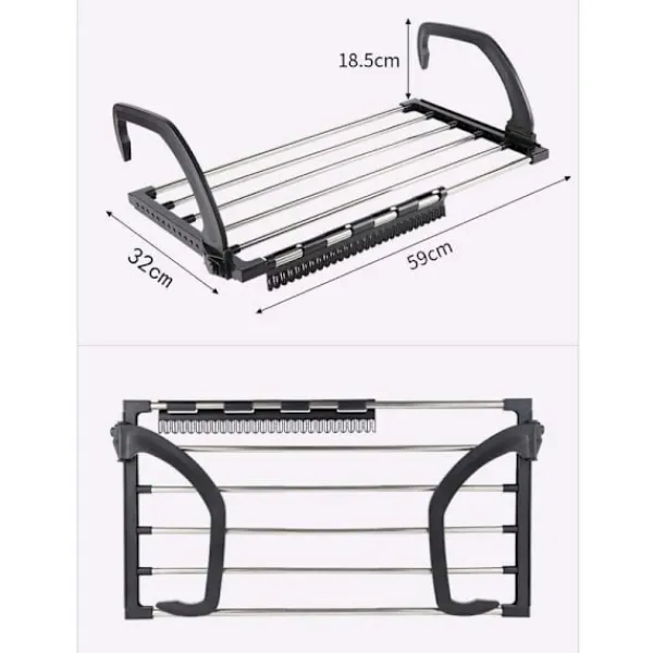 Outlet Hopfällbart klädställ i rostfritt stål balkong hängande radiator Wi