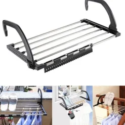 New Hopfällbart torkställ för kläder, balkong i rostfritt stål, hängs på elementfönster, badkar för att hänga torra och våta kläder för tvätt (40X32cm)-XF4- | Fyndiq