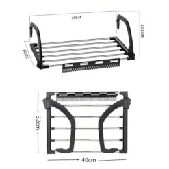 New Hopfällbart torkställ för kläder, balkong i rostfritt stål, hängs på elementfönster, badkar för att hänga torra och våta kläder för tvätt (40X32cm)-XF4- | Fyndiq