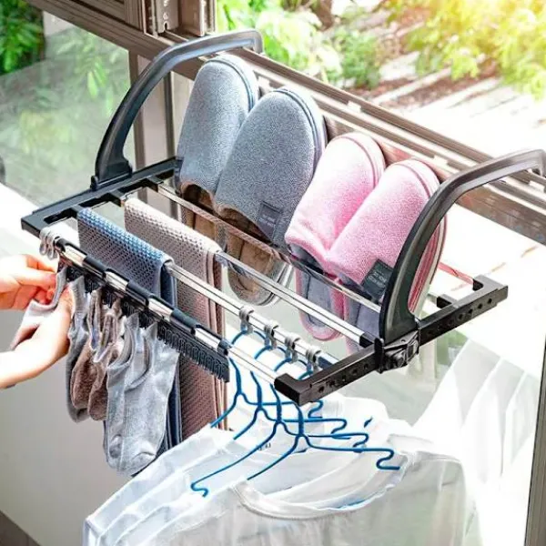 New Hopfällbart torkställ för kläder, balkong i rostfritt stål, hängs på elementfönster, badkar för att hänga torra och våta kläder för tvätt (40X32cm)-XF4- | Fyndiq