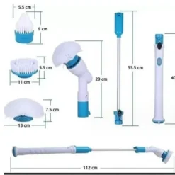 Hot Hurricane Spin Scrubber med 3-delat multifunktionellt borsthuvud (platt, kupol, vinklad) och adaptrar för badrum, golv, väggar och kök