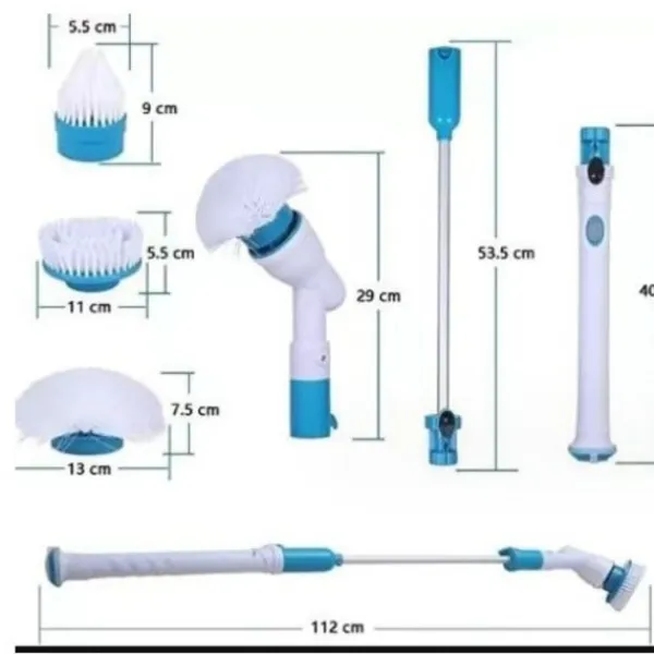 Hot Hurricane Spin Scrubber med 3-delat multifunktionellt borsthuvud (platt, kupol, vinklad) och adaptrar för badrum, golv, väggar och kök