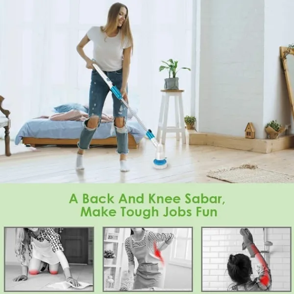 Hot Hurricane Spin Scrubber med 3-delat multifunktionellt borsthuvud (platt, kupol, vinklad) och adaptrar för badrum, golv, väggar och kök