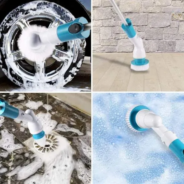 Hot Hurricane Spin Scrubber med 3-delat multifunktionellt borsthuvud (platt, kupol, vinklad) och adaptrar för badrum, golv, väggar och kök