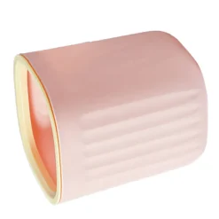 Outlet Hushållsring enkel liten studenthem bord mini skräpförvaringslåda Nordisk randig skrivbords papperskorg rosa och gul kontrastfärg