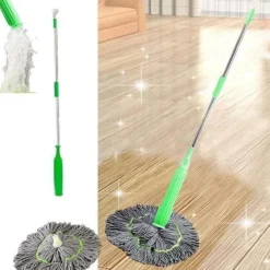 Outlet 2-i-1 Dehydrerad Mopp med 360 Graders Rotation för Golv och Väggar Kompatibel med Toalett Vardagsrum Städning 1-pack