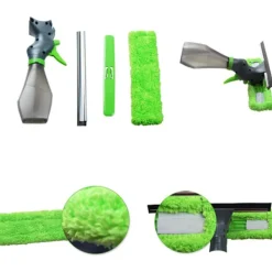 Clearance 2-i-1 fönsterputs med mikrofiberduk och duschskrapa med sprayflaska-FD-