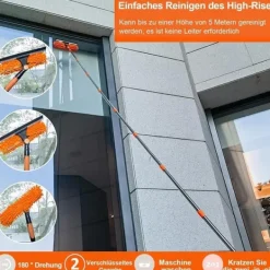 New 2-i-1 Fönsterskrapa med Teleskopskaft 4,5 m – Effektiv Fönsterrengöring för Höga Fönster, Bilar, Dusch, Inomhus & Utomhus