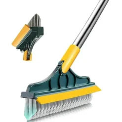 New 2-i-1 Golvborste med Långt Handtag och 3 Stänger 101cm Fogborste med Skrapa och Hård Borstskrapa med 120 Squeegee Roterande Kakelborste