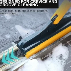 New 2-i-1 Golvborste med Långt Handtag och 3 Stänger 101cm Fogborste med Skrapa och Hård Borstskrapa med 120 Squeegee Roterande Kakelborste