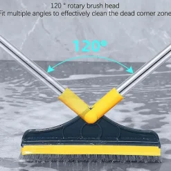 New 2-i-1 Golvborste med Långt Handtag och 3 Stänger 101cm Fogborste med Skrapa och Hård Borstskrapa med 120 Squeegee Roterande Kakelborste