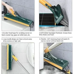 Clearance unbranded 2-i-1 Golvborste med Långt Handtag och 3 Stänger 101cm Fogborste med Skrapa och Hård Borstskrapa med 120 Squeegee Roterande Kakelborste