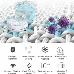 New 2-i-1 Mini-tvättmaskin Bärbar personlig roterande turbin tvättmaskin med USB-kabel