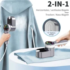 New 2-i-1 Portabelt Reseångstrykjärn - 1200W - med 120ml Vattentank - för Resor och Hem