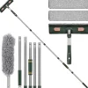 Discount DMstore 2-i-1 Professionell Fönsterraka, 210 cm Sammanfogningsbar Duschraka med 2 Mikrofiberdukar, 180° RotationsfönsterrengörareBY