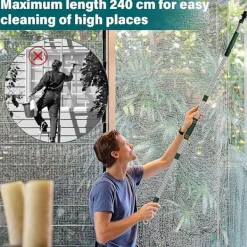 Discount DMstore 2-i-1 Professionell Fönsterraka, 210 cm Sammanfogningsbar Duschraka med 2 Mikrofiberdukar, 180° RotationsfönsterrengörareBY