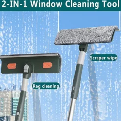 Discount DMstore 2-i-1 Professionell Fönsterraka, 210 cm Sammanfogningsbar Duschraka med 2 Mikrofiberdukar, 180° RotationsfönsterrengörareBY