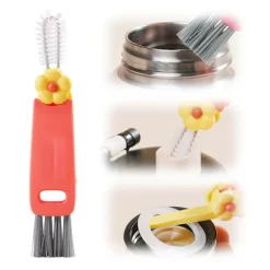 Clearance 3-i-1 Rengöringsborste för Mugglock - Multifunktionell Flask- & Springrengörare för Trånga Utrymmen (gul-grön)