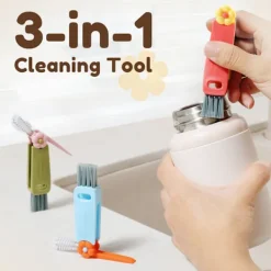 Clearance 3-i-1 Rengöringsborste för Mugglock - Multifunktionell Flask- & Springrengörare för Trånga Utrymmen (gul-grön)