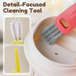 Clearance 3-i-1 Rengöringsborste för Mugglock - Multifunktionell Flask- & Springrengörare för Trånga Utrymmen (gul-grön)