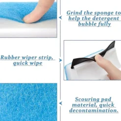 Hot 2-i-1 Rengöringsborste, Ow Squeee med Svamp, Rengöringsverktyg för S, Kakel, Bilglas (2 st)