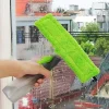 Hot 3-i-1 Spray-Skrapa Borste Vattenspray Fönsterrengörare Glasskrapa Torkare Mikrofiberdukset Grön