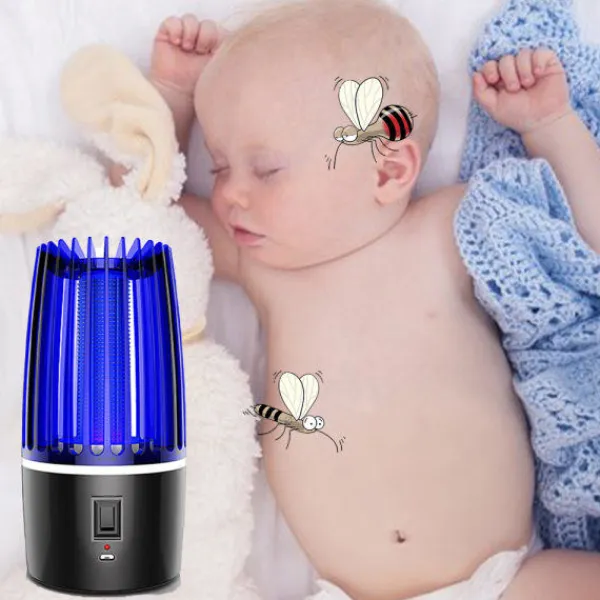 New del IC Elektrisk Insektsfälla USB Laddningsbar Myggdödare med Nattlampa