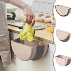 Sale no brand IC Vikbar Köksbehållare, Hängande Papperskorg, Liten Bärbar Papperskorg (Beige)