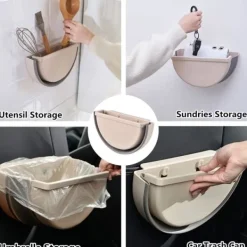 Sale no brand IC Vikbar Köksbehållare, Hängande Papperskorg, Liten Bärbar Papperskorg (Beige)