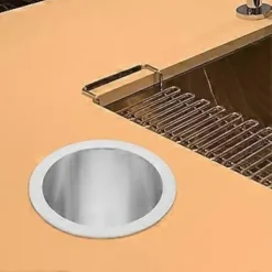 Sale Inbyggd sopnedkast för bänkskiva Rund skräphållare Slät rostfri liten soptunna