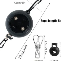 Outlet OCEAN Indragbar tvättlina, (Grå) Bärbar halkfri tvättlina, 8m