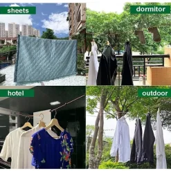 Outlet OCEAN Indragbar tvättlina, (Grå) Bärbar halkfri tvättlina, 8m