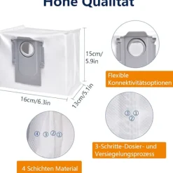 INF Roborock Dammsugarpåsar för Roborock S8, S8+, S8 Pro Ultra, S7 MaxV Ultra, S7 Pro Ultra, Q7+, Q7 Max+14-pack