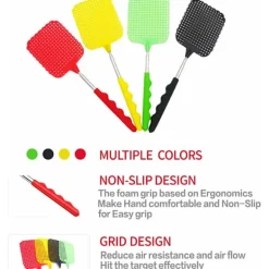 Infällbar flugsmälla för hemmabruk, manuell flugsmälla 1 slumpmässig provstorlek + 3 slumpmässiga värdestorlekar