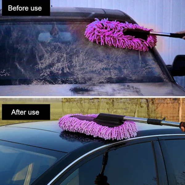 Discount Infällbar fönsterrengöringsborste i rostfritt stål, dammvippa, lila