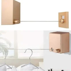 Outlet Infällbar torkvinda för inom- och utomhusbruk, väggmonterad tvättställning med 4,2 m/13,8 fot justerbart stålvajer (Svart)