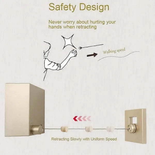 Outlet Infällbar torkvinda för inom- och utomhusbruk, väggmonterad tvättställning med 4,2 m/13,8 fot justerbart stålvajer (Svart)