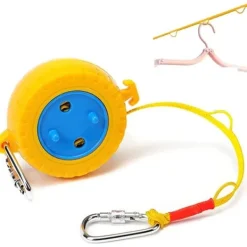 Discount Infällbar tvättlina, 8 m, 185 g, vindtät, inga klädnypor behövs för att fästa, tvättlina, bärbart hängande klädställ för resor (gul)