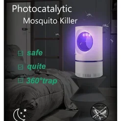 Best Inomhusfälla med USB-ström och adapter, sugfläkt, LED-nattlampa för hem sovrum kontor - Vit_Överraskningsgåva