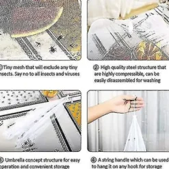 Hot LEIGELE Insektsavvisande Matnät Parasoll 43x43cm för Utomhusbruk (LGL)