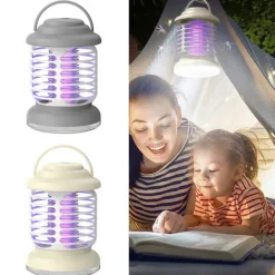 Hot Insektsdödare Elektrisk USB Mygglampa Insektslampor Myggdödare Inomhus Utomhus Camping, med Batteri Grå