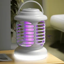 Hot Insektsdödare Elektrisk USB Mygglampa Insektslampor Myggdödare Inomhus Utomhus Camping, med Batteri Grå