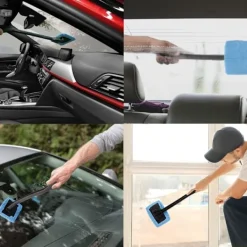 New Invändig Vindrutetvättare - Långt Handtag Bil Vindrutetvättare Invändig Vindruterengöring Avlägsning av Dimsamling - 2-pack