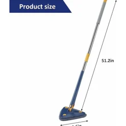 Best Justerbar 360° roterande triangulär teleskopmopp med automatisk vattenurvridningsfunktion, 5 rengöringsdukar, mikrofiberstretchmopp (blå)