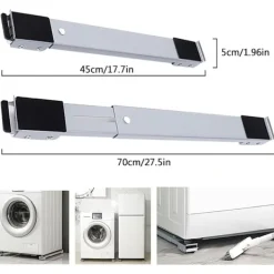 Justerbar möbelflyttare för tvättmaskin med mobil rullbas och broms - Grå